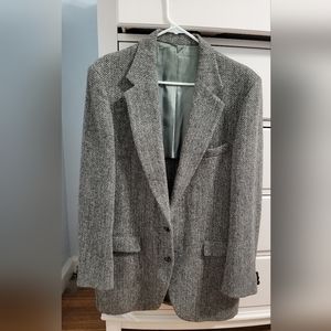 Harris Tweed Blazer, gray herringbone pattern, men's size 40R